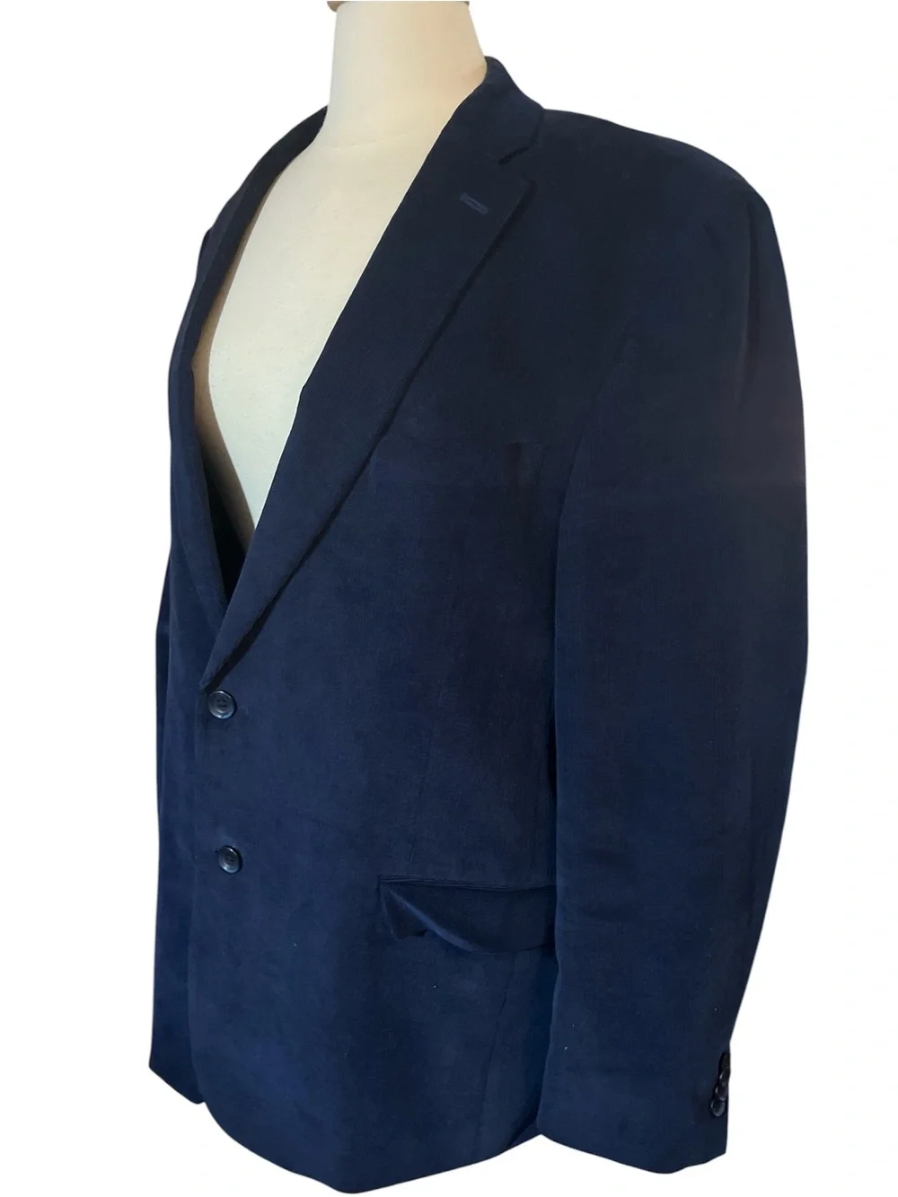 Tommy Hilfiger Navy Corduroy Sport Coat Two-button front w/notch lapel Size 44R